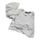 Fun & Fun T-Shirt Girocollo Tinta Unita con Rouches per Neonata FBTS01383N BIANCO FUN & FUN 
