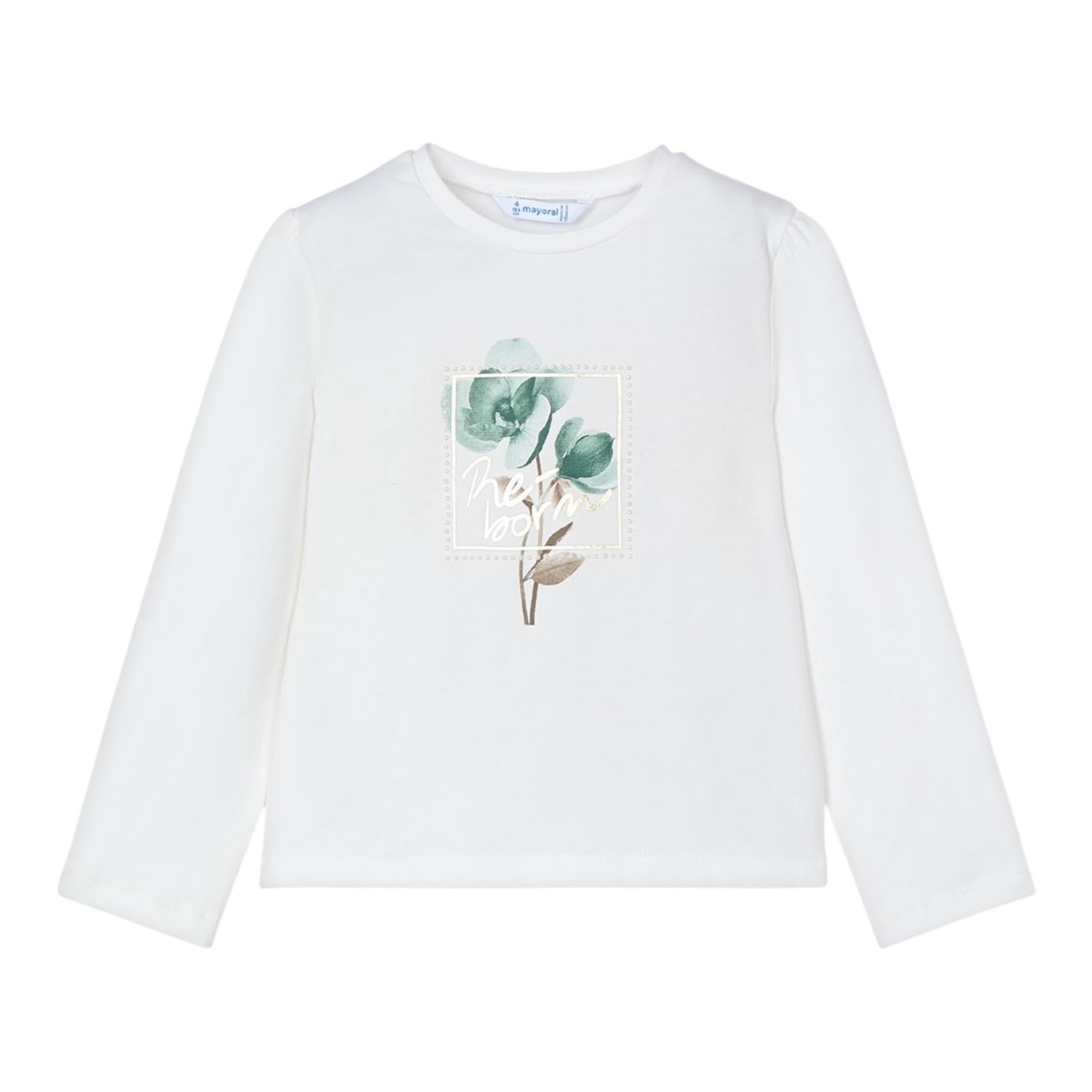 MAYORAL shirt girocollo tinta unita con stampa Bianco per Bambina 4066 BIANCO MAYORAL 