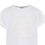 Twinset T-Shirt Girocollo Tinta Unita con Ricami per Neonata 251GJ2480XN BIANCO TWINSET 