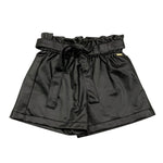 SARABANDA short tinta unita con elastico in vita in ecopelle Nero per Bambina 7307 NERO SARABANDA 
