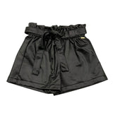 SARABANDA short tinta unita con elastico in vita in ecopelle Nero per Bambina 7307 NERO SARABANDA 