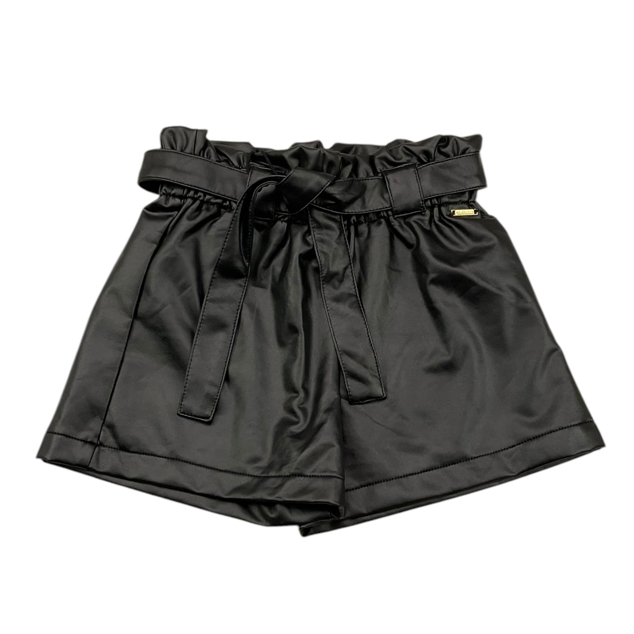 SARABANDA short tinta unita con elastico in vita in ecopelle Nero per Bambina 7307 NERO SARABANDA 