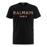 Balmain T-Shirt Rundhalsausschnitt Einfarbig mit Kontrastdruck Schwarz Für Mädchen