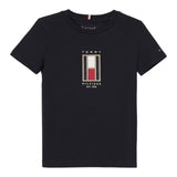 TOMMY HILFIGER t-shirt girocollo tinta unita con stampa in contrasto Blu per Bambino KB0KB09285 BLU TOMMY HILFIGER 