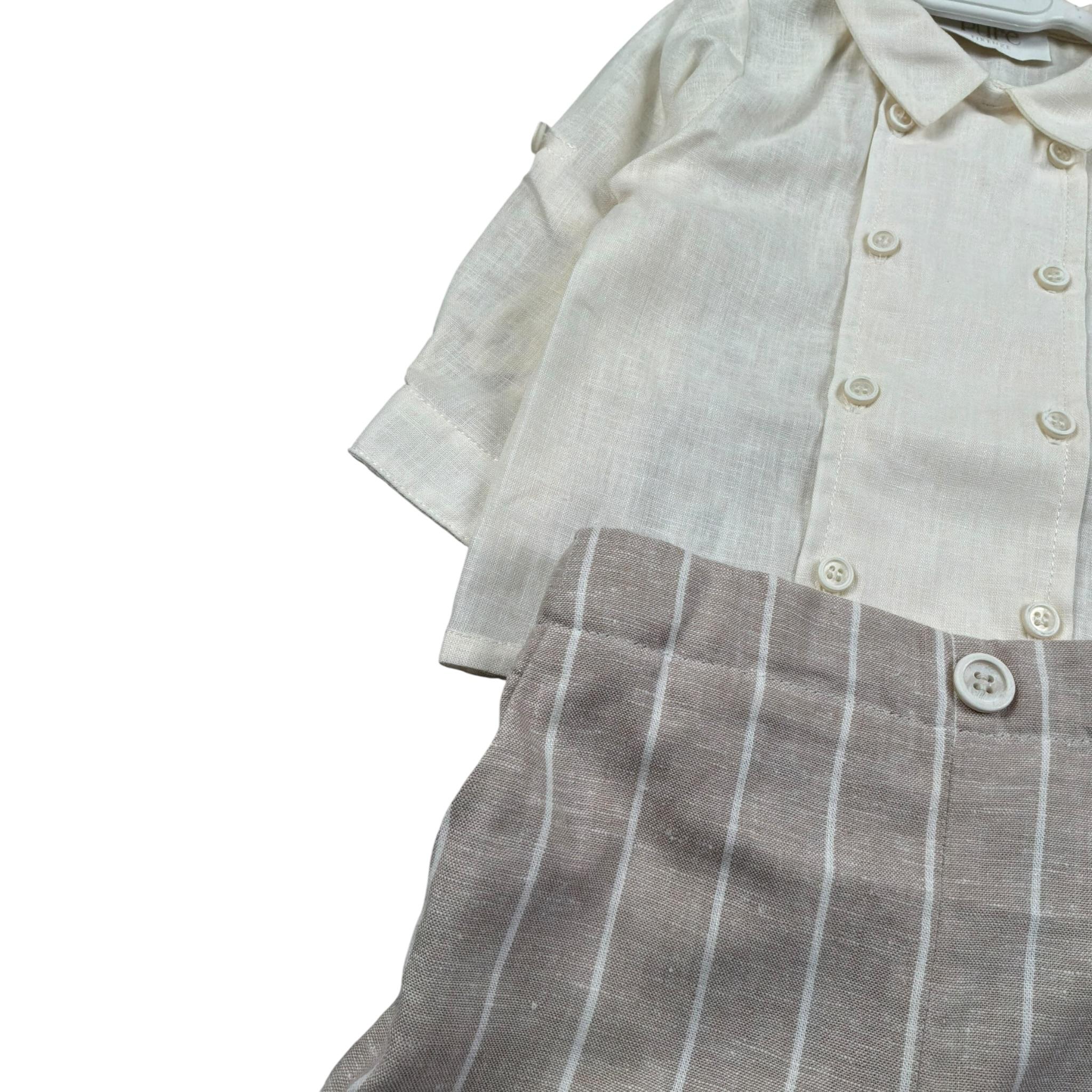 Pure Firenze Completo 2 Pezzi Camicia-Bermuda per Neonato PC03310 BEIGE PURE FIRENZE 