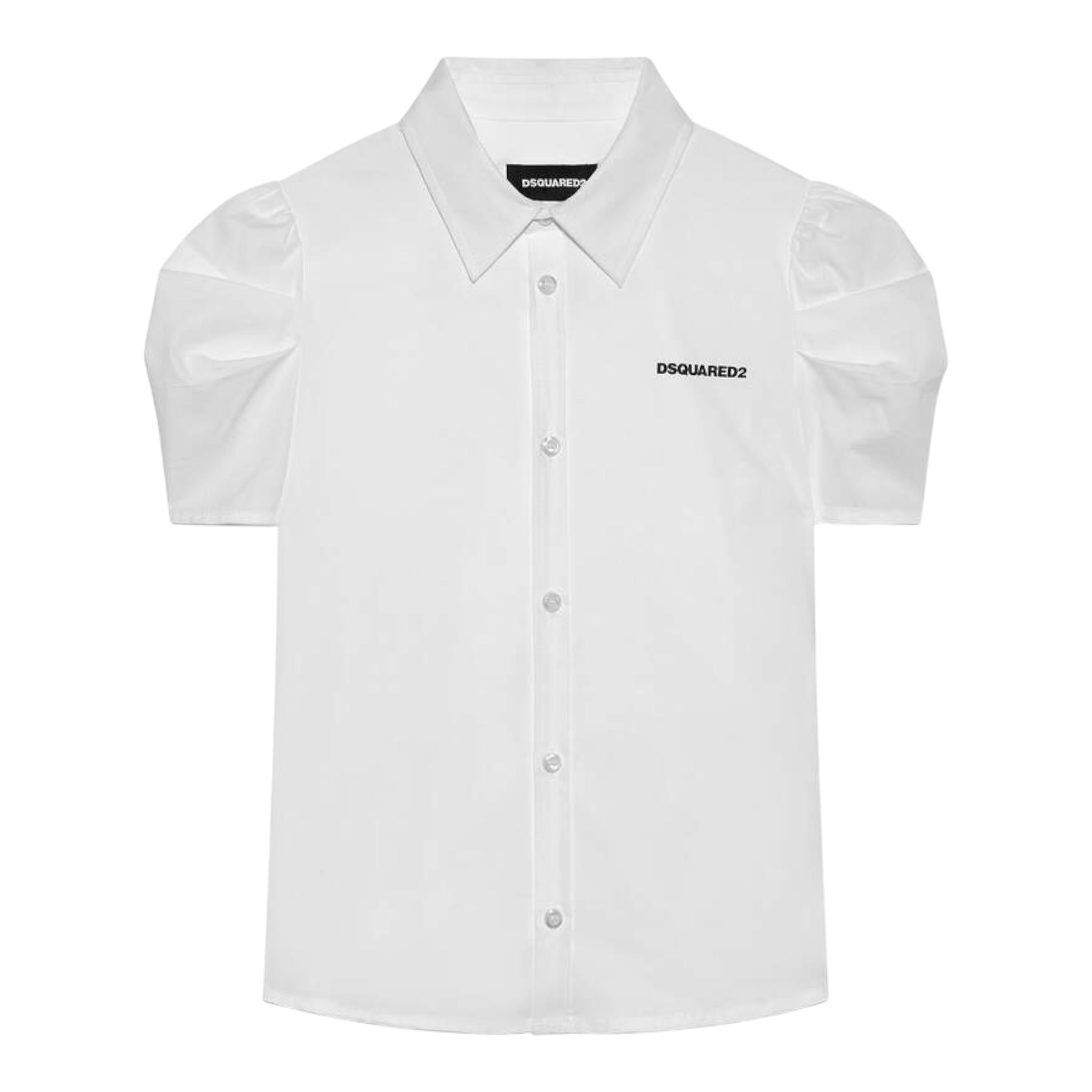 DSQUARED2 camicia mezza manica tinta unita cn logo Bianco per Bambina DQ1523 BIANCO DSQUARED2 