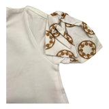 Le Bebe' Einfarbiges T-Shirt mit Rundhalsausschnitt und kontrastierenden Ärmeln, Weiß, für Baby-Mädchen