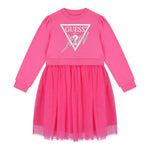 GUESS abito tinta unita girocollo con tulle Fuxia per Bambina K4YK09KB8R0 FUXIA GUESS 