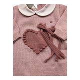 MARLU' tutina tinta unita con stampa e colletto Rosa per Neonata IB1110 ROSA MARLU' 