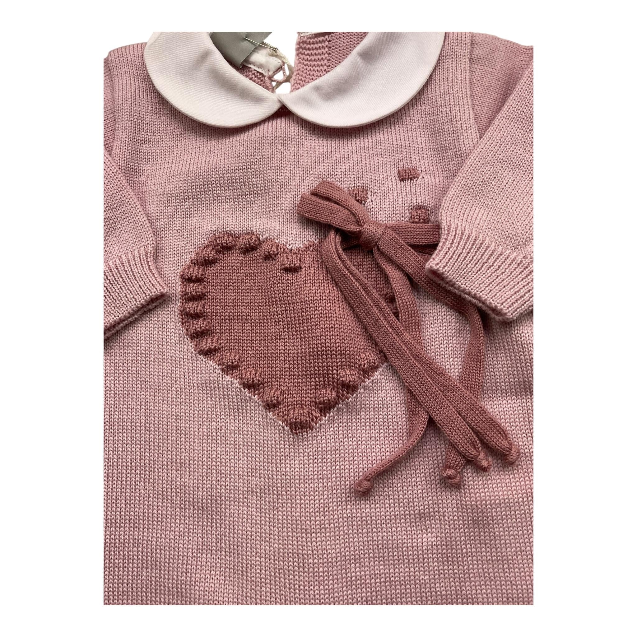 MARLU' tutina tinta unita con stampa e colletto Rosa per Neonata IB1110 ROSA MARLU' 