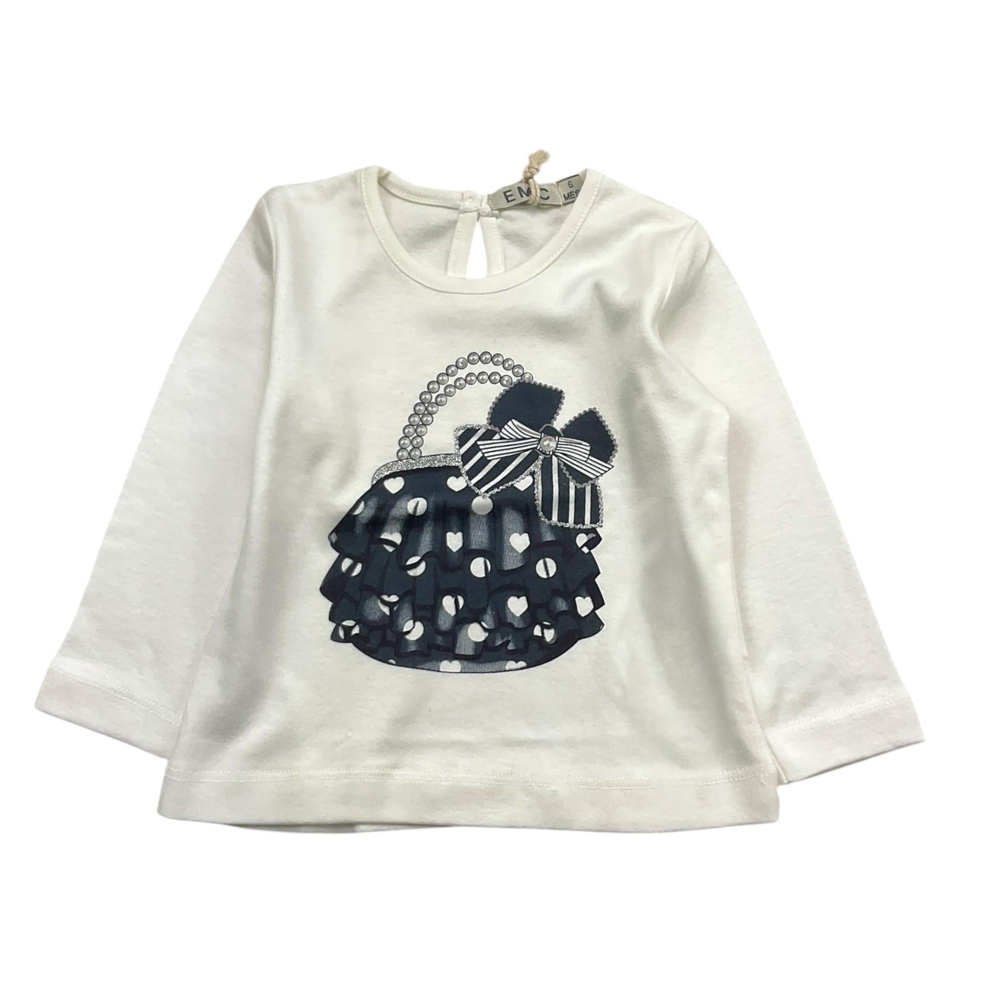 EMC shirt gircollo tinta unita con stampa Bianco per Neonata BX2285 BIANCO EMC 