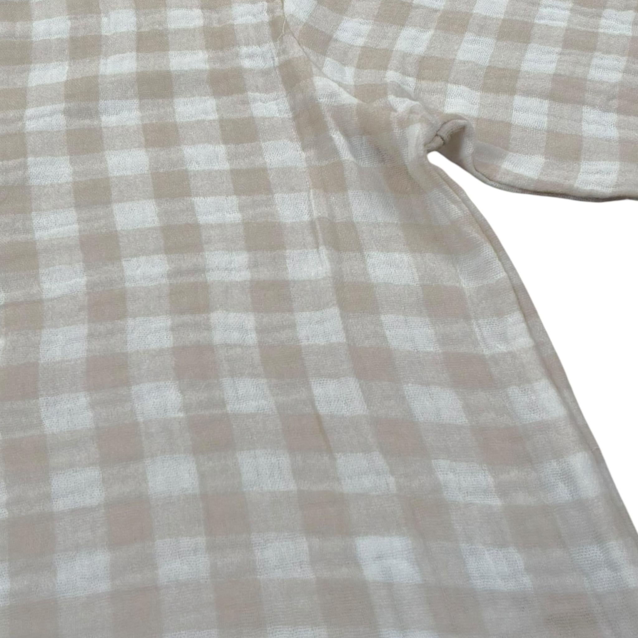 Petit Indi Camicia Tinta Unita con Fantasia A Quadri per Bambino SS25BK7115X BEIGE PETIT INDI 