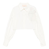 Elisabetta Franchi Camicia Manica Lunga Tinta Unita con Ricami per Bambina EFCA263X PANNA ELISABETTA FRANCHI 