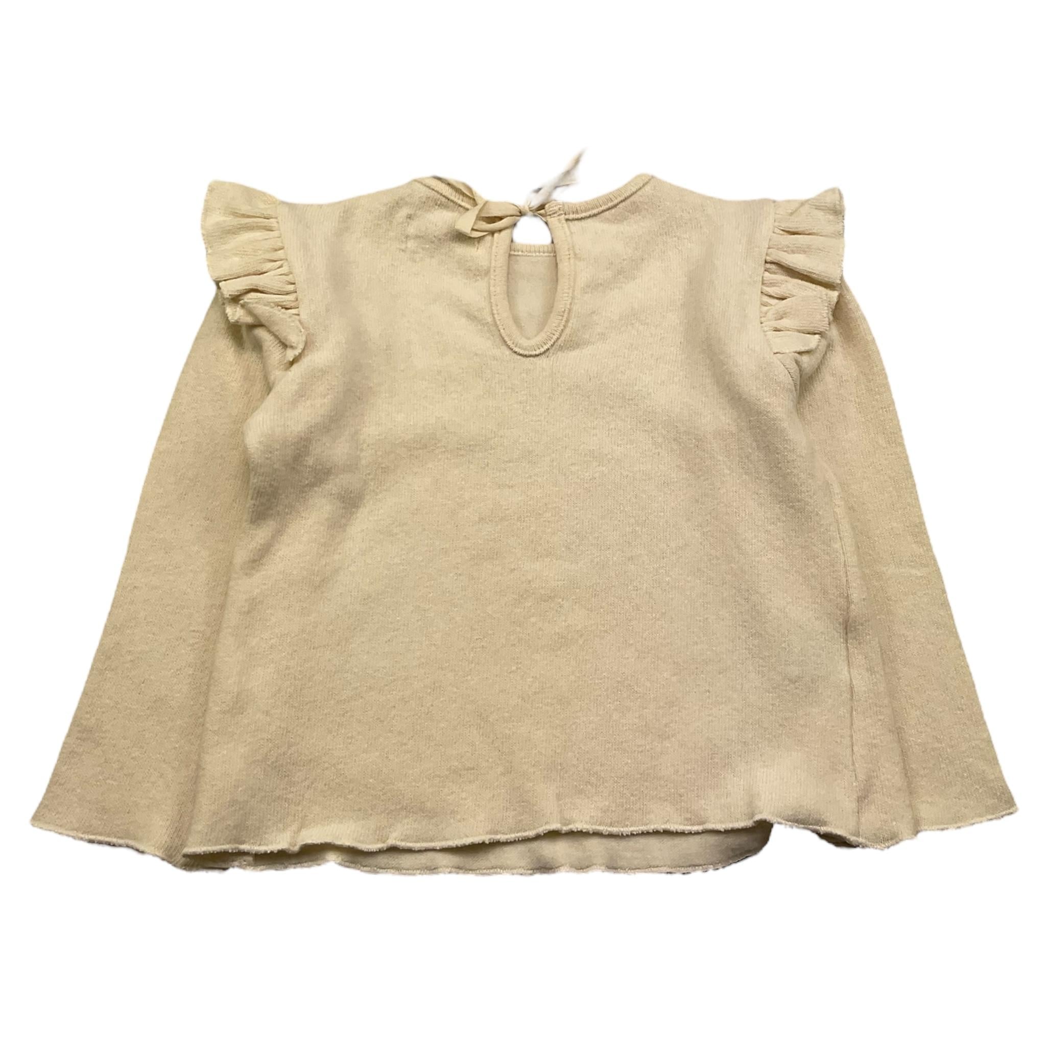 PETIT INDI maglia tinta unita con rouches Panna per Bambina AW24BK5207 PANNA PETIT INDI 