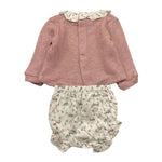 CALAMARO completo 2pz maglia-coulotte bicolore con colletto in contrasto Rosa per Neonata 17868 ROSA CALAMARO 