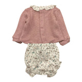 CALAMARO completo 2pz maglia-coulotte bicolore con colletto in contrasto Rosa per Neonata 17868 ROSA CALAMARO 