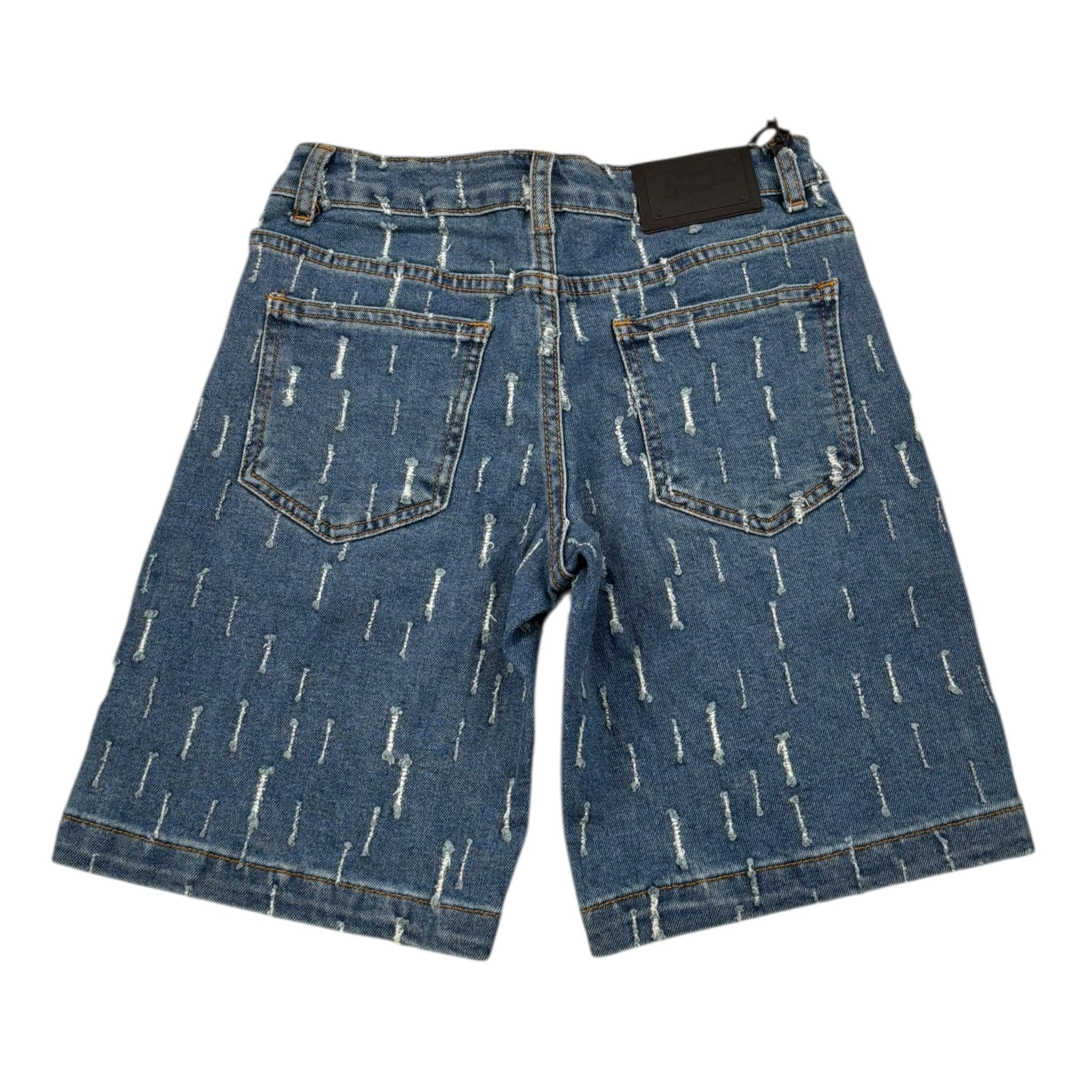 Daniele Alessandrini Bermuda In Denim Tinta Unita con Strappi per Bambino 1236SD00256XX BLU DANIELE ALESSANDRINI 