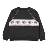 Chiara Ferragni Einfarbiges Sweatshirt mit Rundhalsausschnitt und Print in Schwarz für Baby-Mädchen