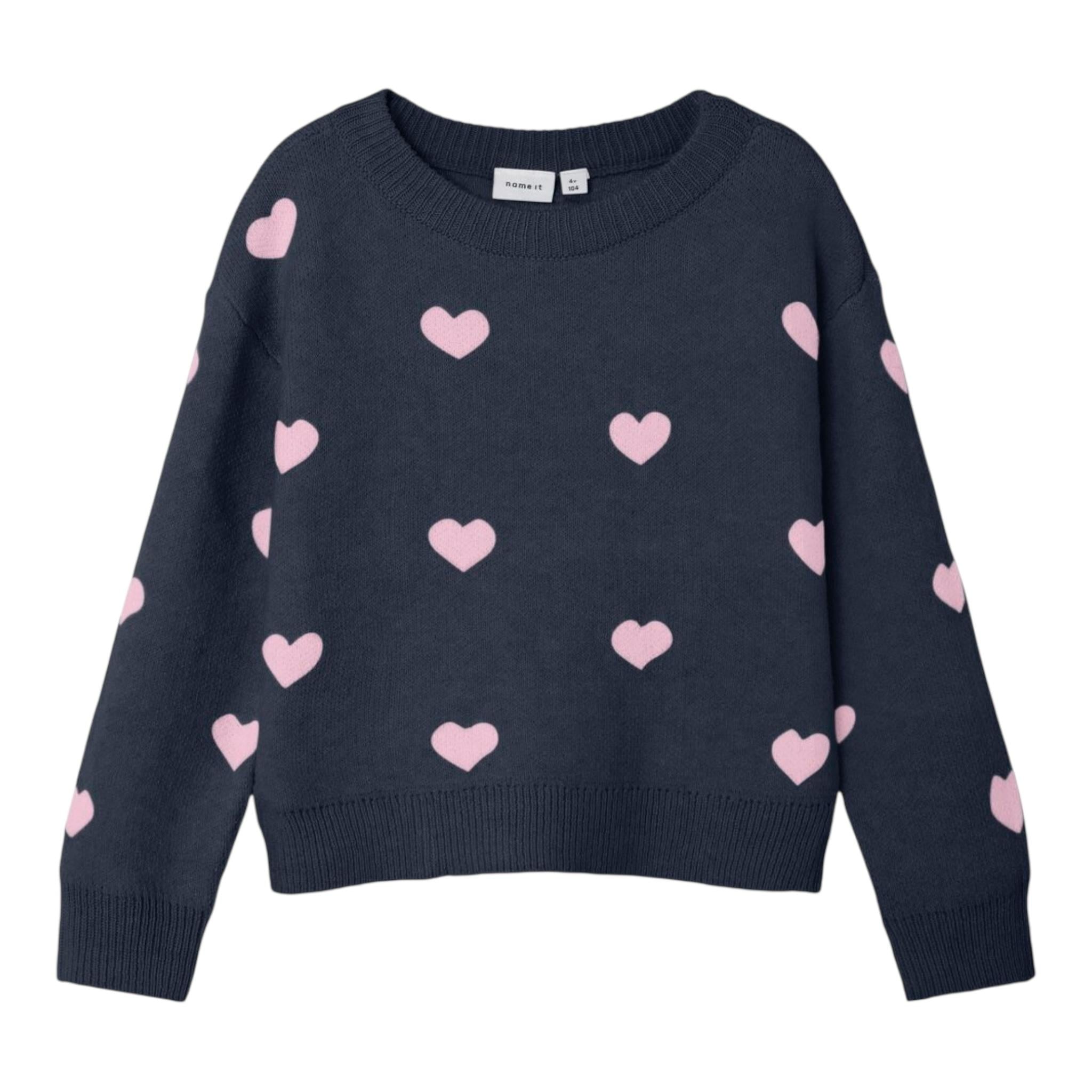 NAME IT maglia girocollo tinta unita con stampa cuori Blu per Bambina 13235240 BLU NAME IT 