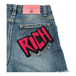 John Richmond Short In Denim Tinta Unita con Logo per Bambina RGP26147SH BLU JOHN RICHMOND 