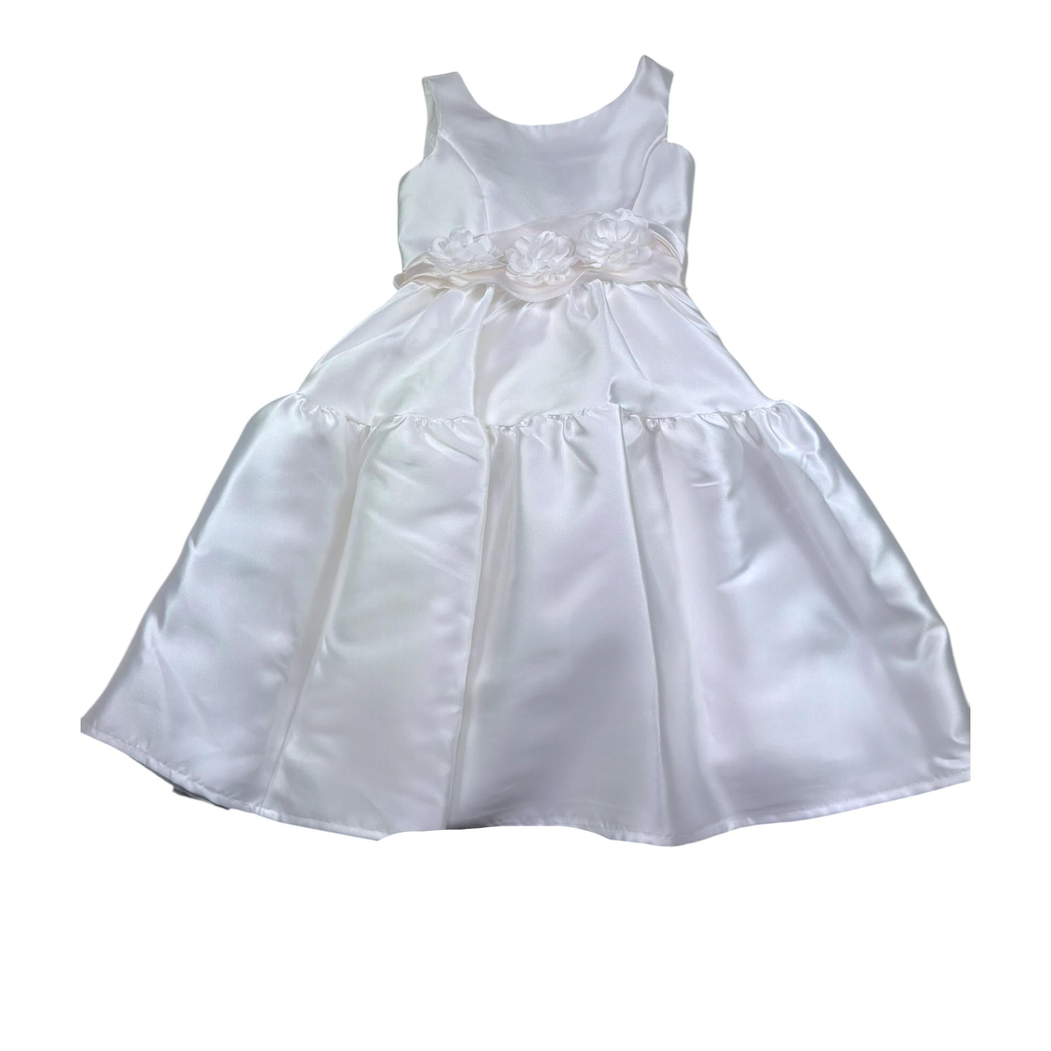 Monnalisa Abito Cerimonia Tinta Unita Giromanica per Bambina 71C902 BIANCO MONNALISA 