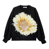 Msgm Felpa Chiusa Girocollo Tinta Unita con Stampa per Bambina S5MSJGSW107 NERO MSGM 