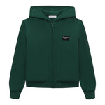 DOLCE & GABBANA felpa tinta unita con zip e cappuccio Verde per Bambino L4JWID VERDE DOLCE & GABBANA 