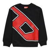 Diesel Sweatshirt Closed Crewneck Einfarbig mit Kontrastdruck Schwarz für Jungen