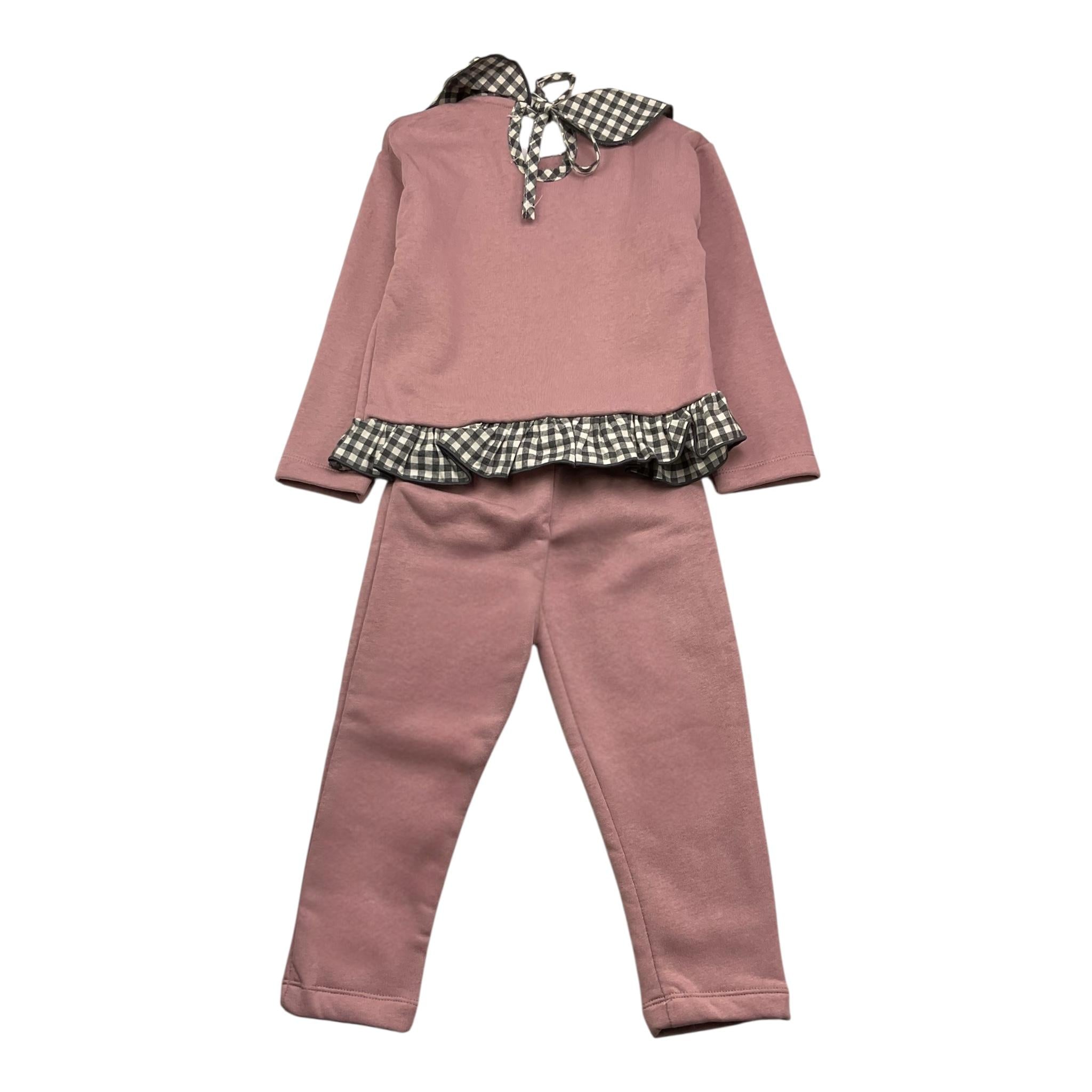 CALAMARO completo 2pz felpa-pantalone tinta unita con stampa Rosa per Neonata 11048 ROSA CALAMARO 