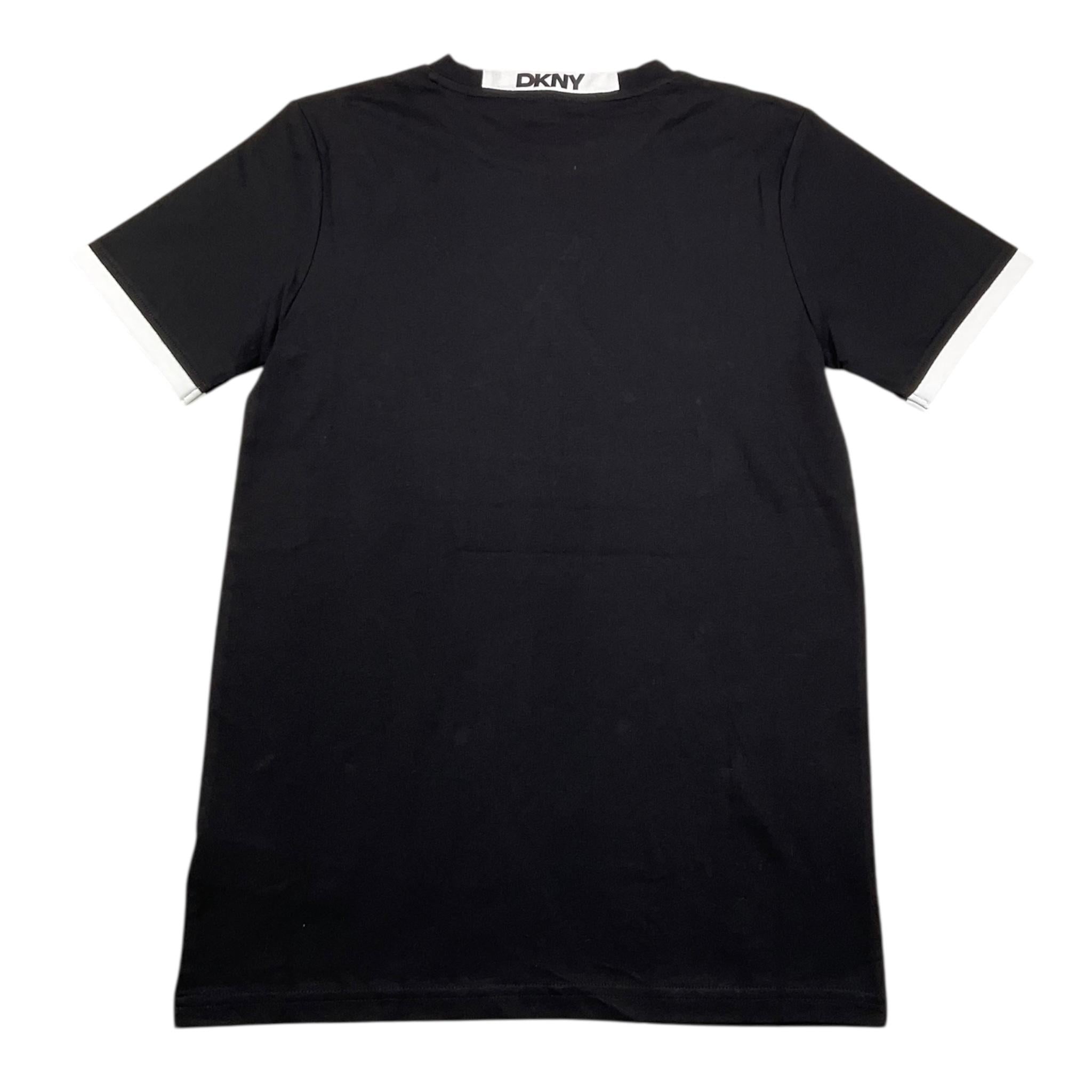 DKNY t-shirt girocollo tinta unita cn profili in contrasto Nero per Bambino D60197 NER DKNY 