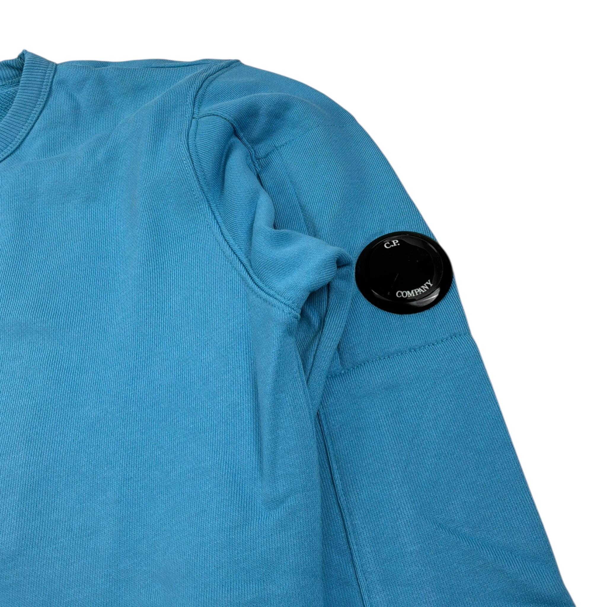 C.P. Company Felpa Girocollo tinta unita con Stampa Azzurro per Bambino CUF00B AZZURRO C.P. COMPANY 