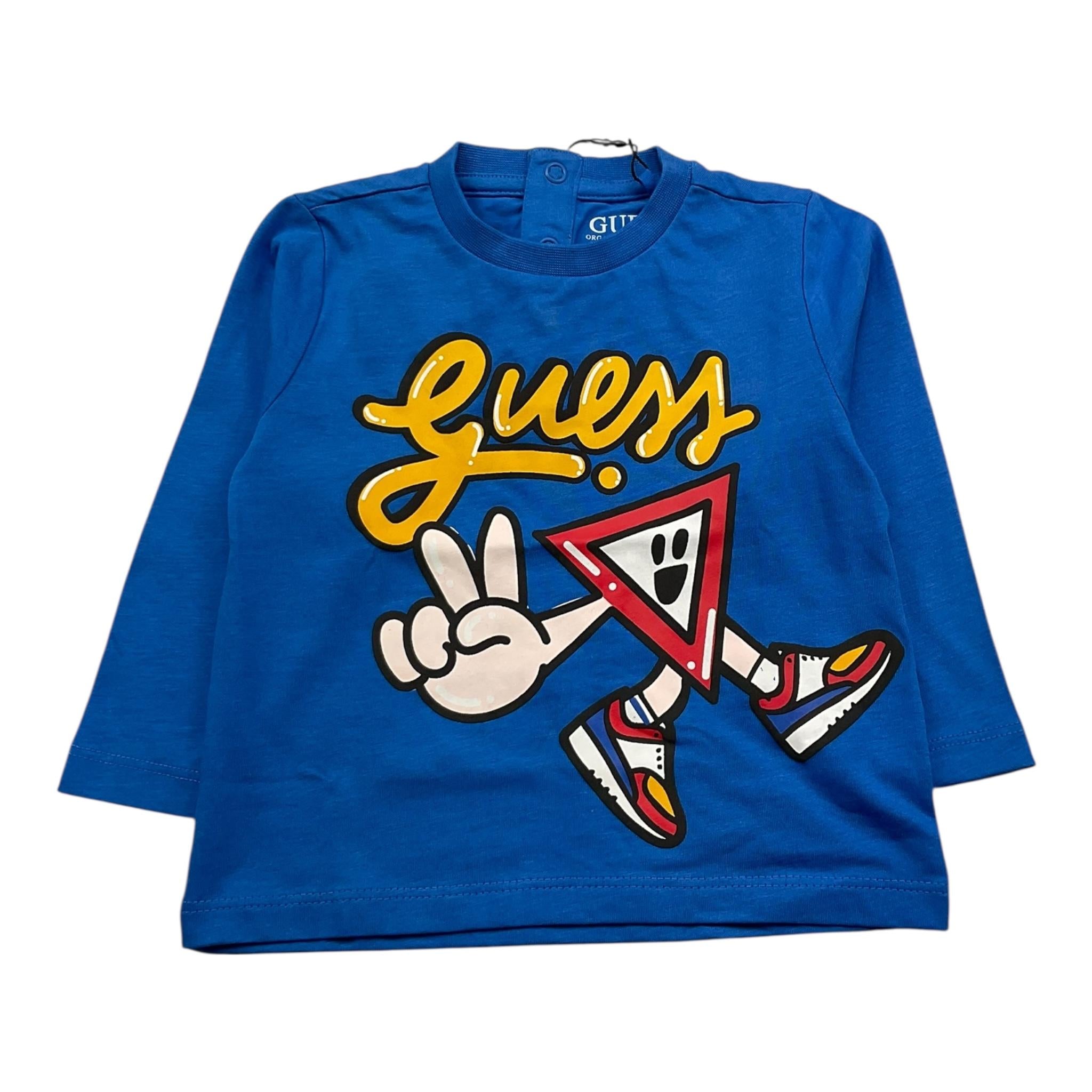 GUESS shirt girocollo tinta unita cn stampa logo Cobalto per Neonato N4YI03K8HM4N COBALTO GUESS 