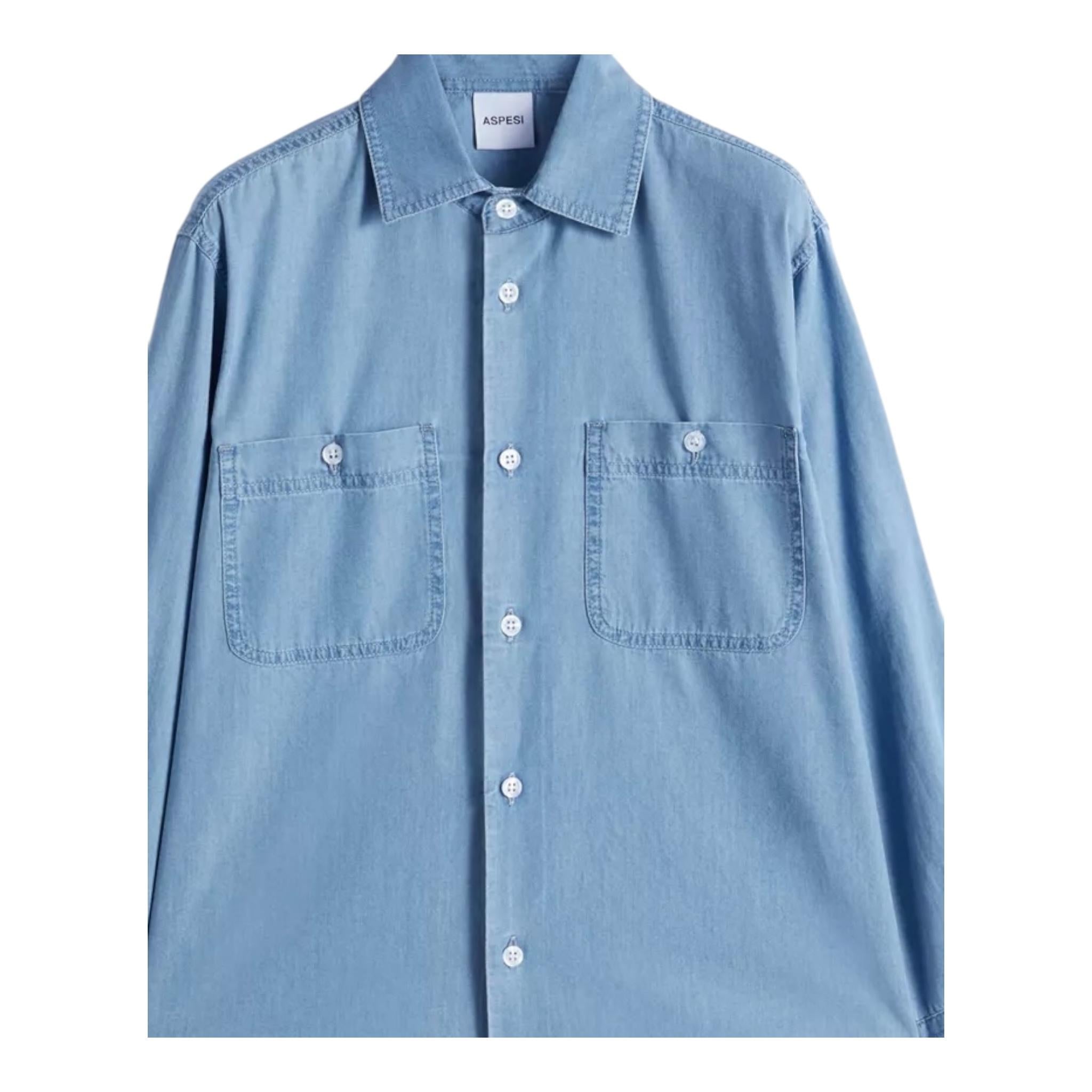 Aspesi Camicia Tinta Unita In Denim per Bambino S24008CLJ0043 AZZURRO ASPESI 
