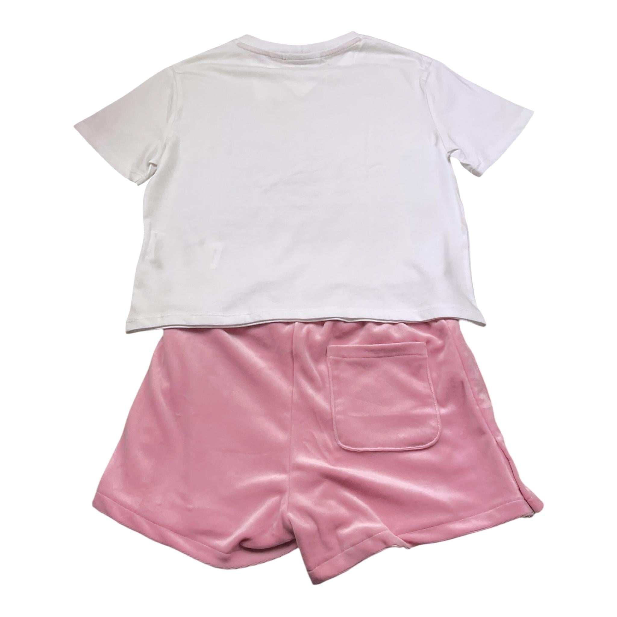 Juicy Couture Completo 2 Pezzi T-Shirt-Short Bicolore per Bambina JBX6512 BIANCO/ROSA JUICY COUTURE 