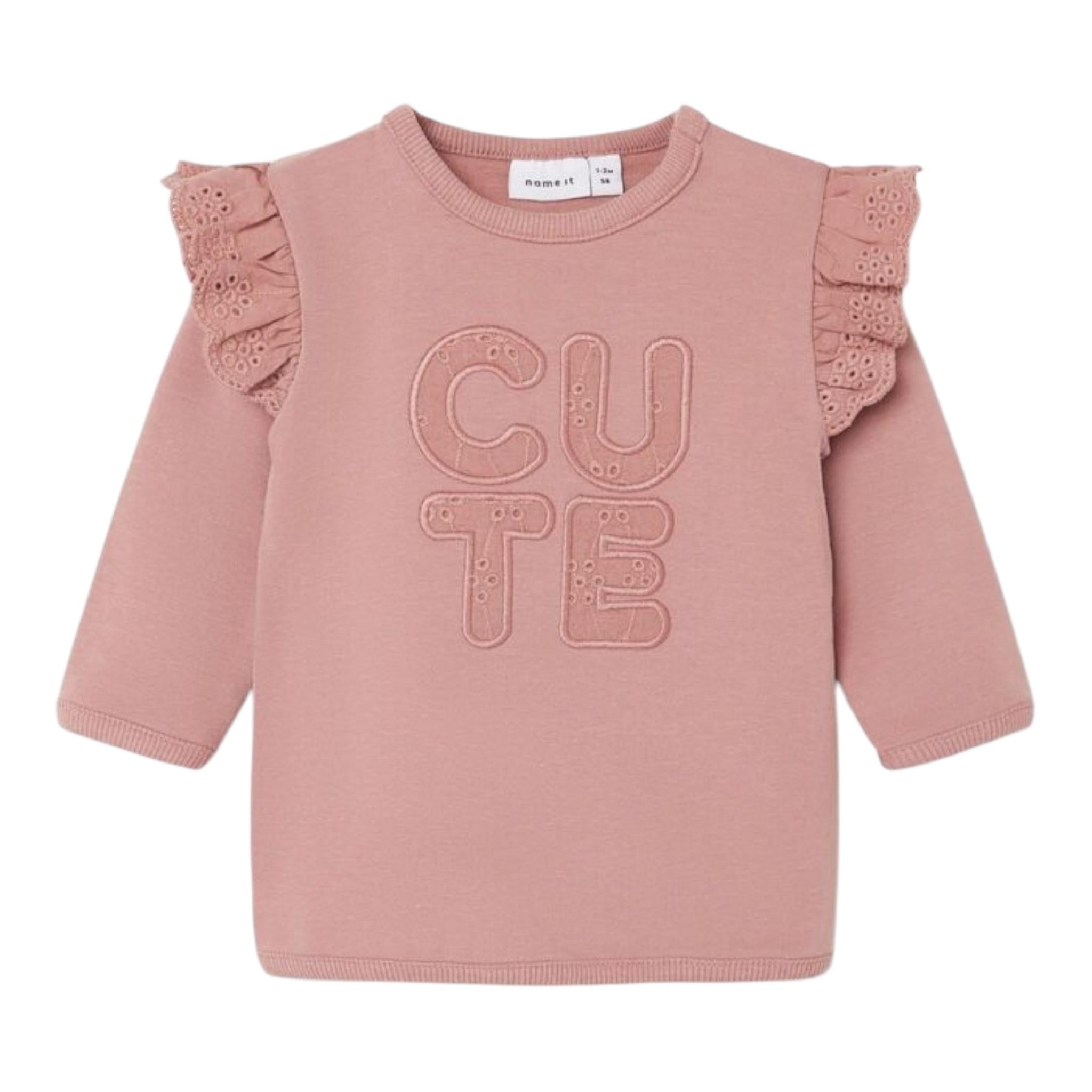 NAME IT felpa girocollo tinta unita con ricami Rosa per Neonata 13225704 ROSA NAME IT 