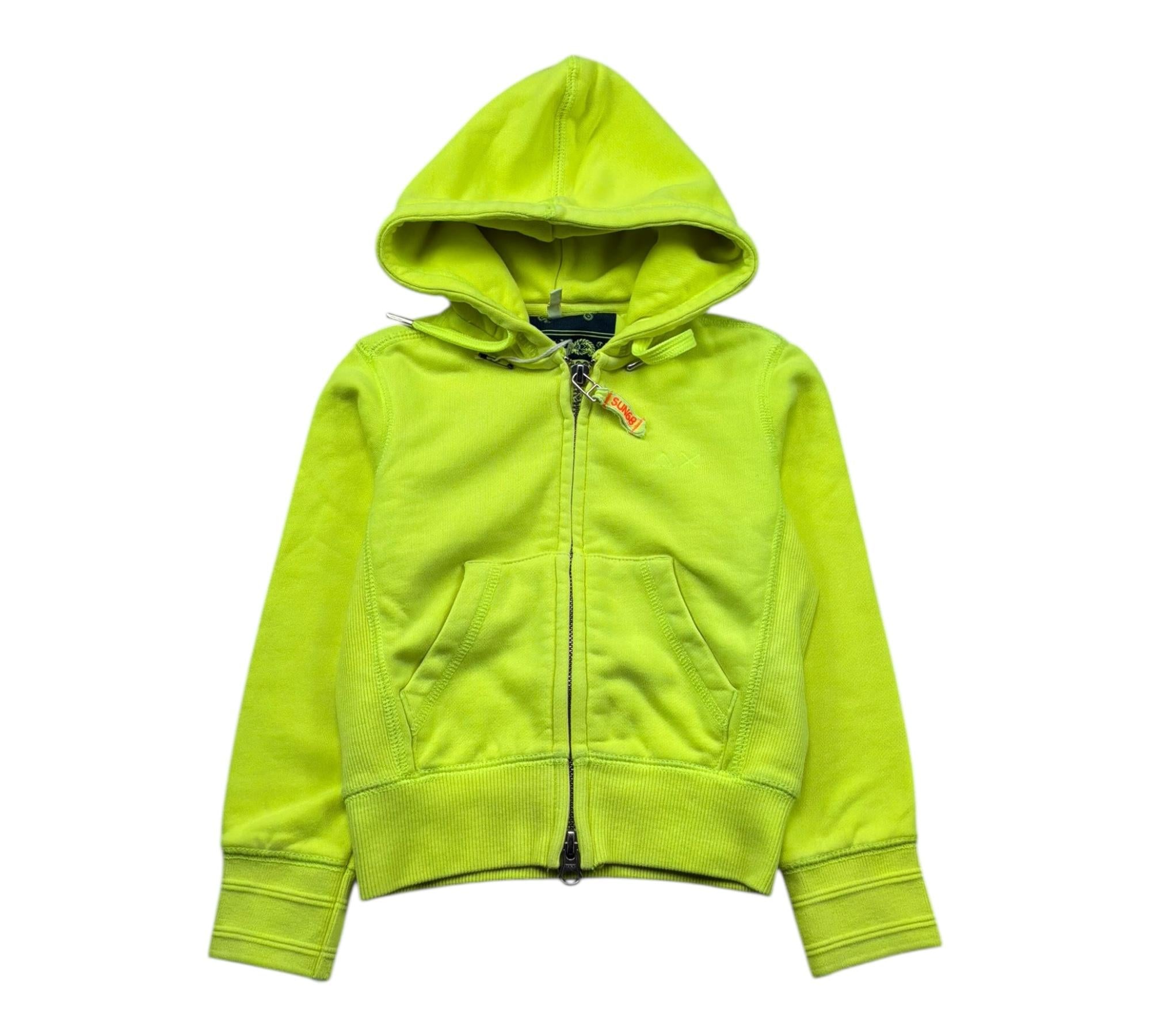 Sun68 Felpa con Zip E Cappuccio Tinta Unita per Neonato F31304N GIALLO FLUO SUN68 