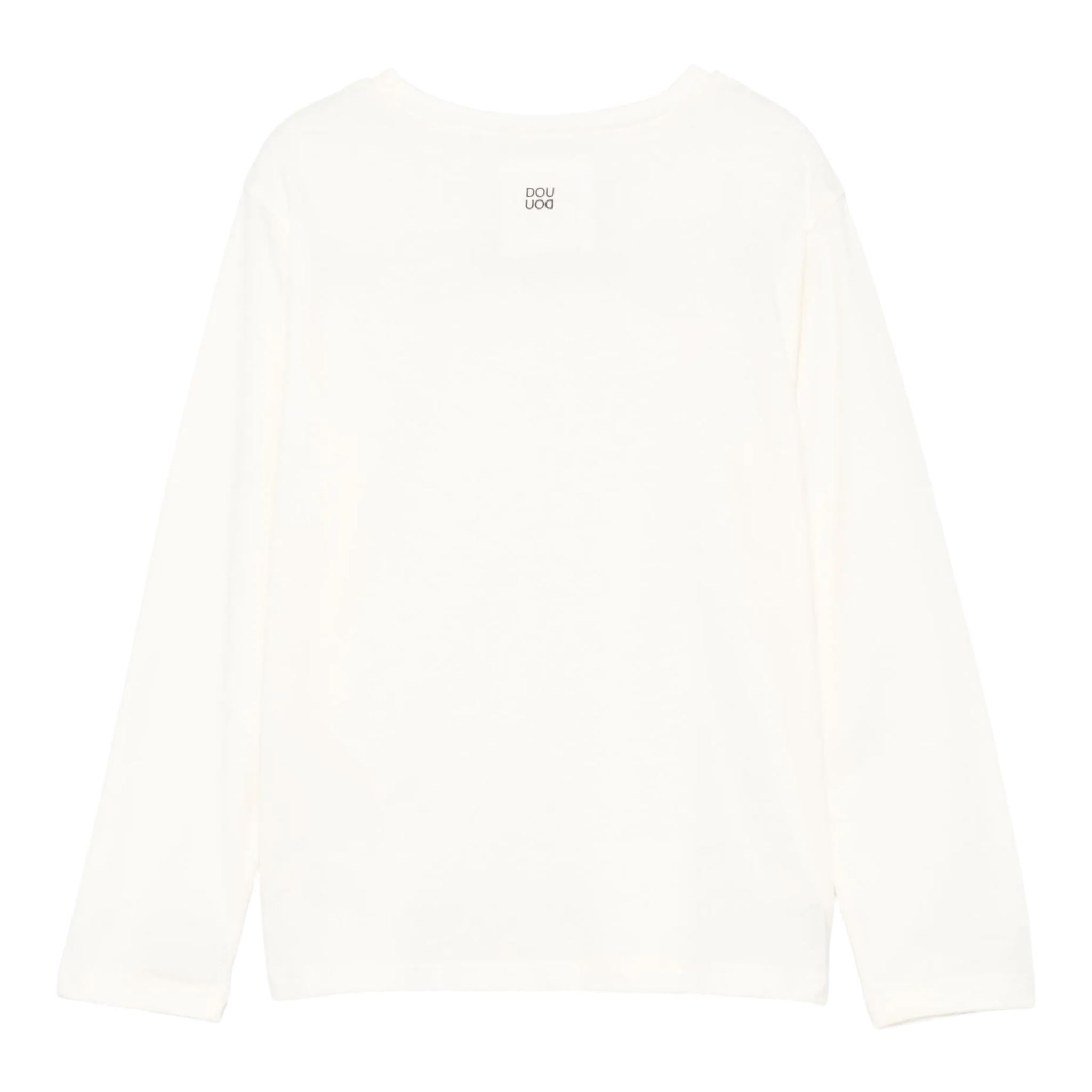 DOU DOU t-shirt girocollo tinta unita cn stampa in contrasto Panna per Bambino DV8P00X PANNA DOU DOU 