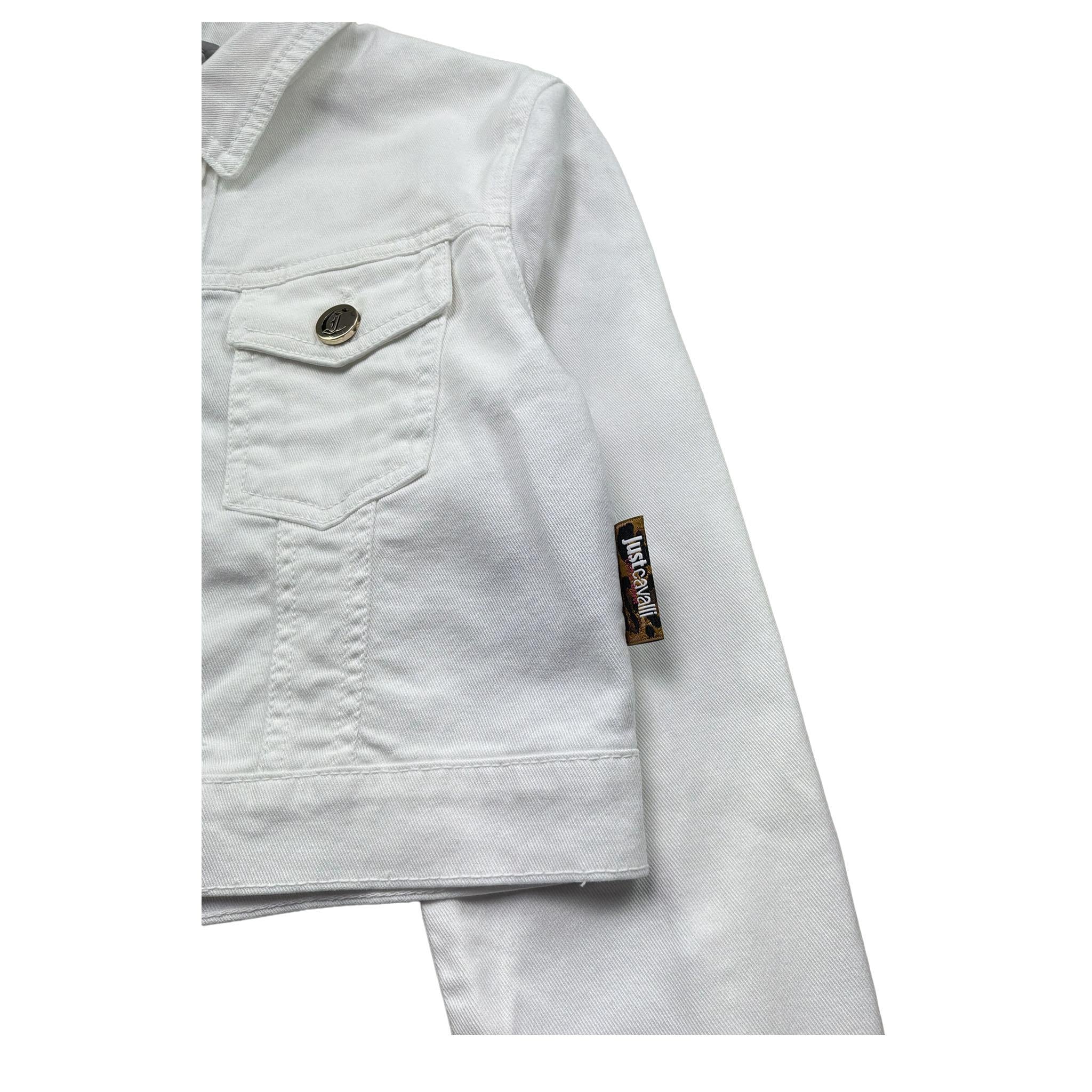 Just Cavalli Giubbino In Denim Tinta Unita con Logo per Bambina JGP26038GB BIANCO JUST CAVALLI 
