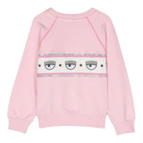 Chiara Ferragni Einfarbiges Rundhals-Sweatshirt mit rosa Aufdruck für Mädchen