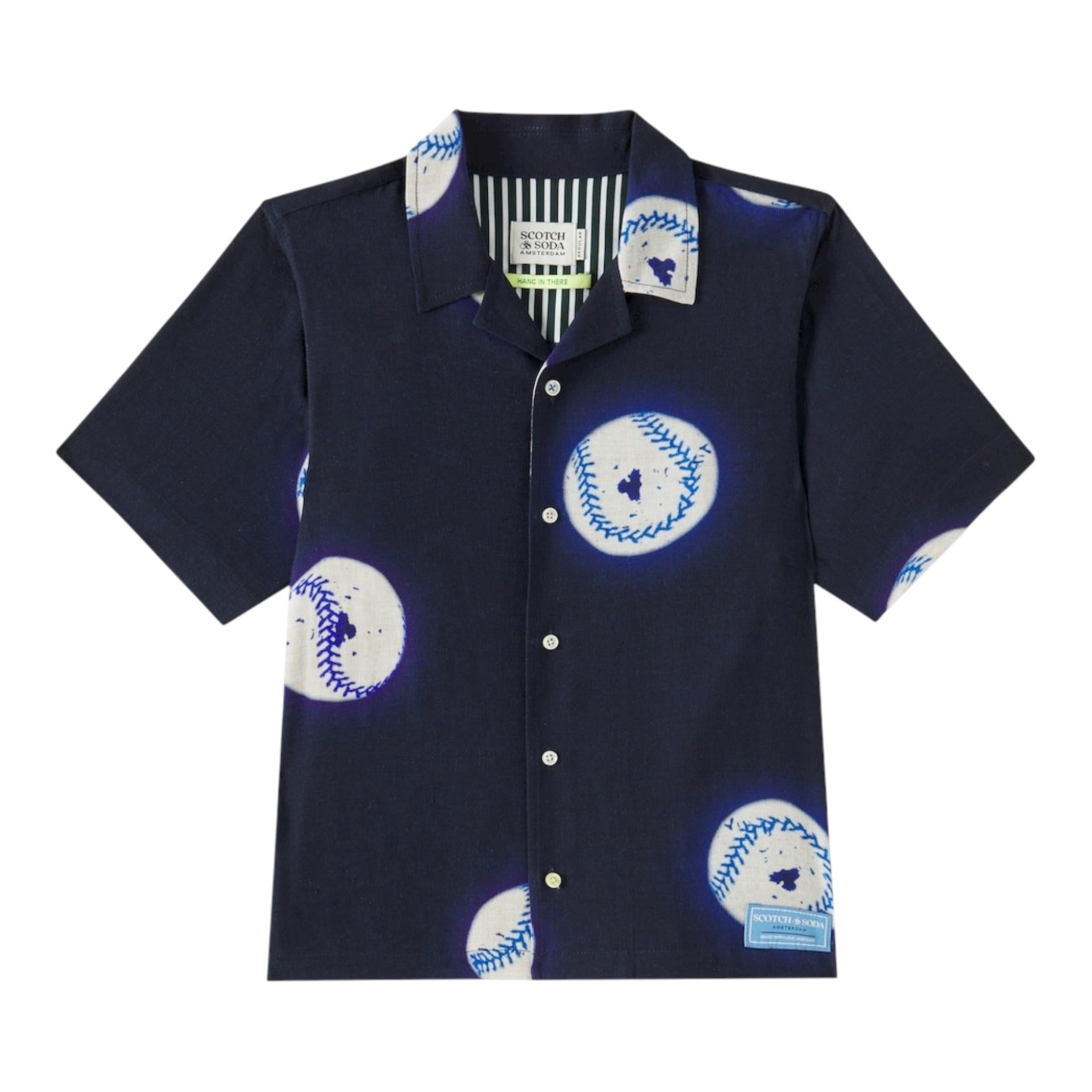 Scotch & Shrunk Camicia Mezza Manica Tinta Unita con Stampa per Bambino 179465 BLU SCOTCH & SHRUNK 