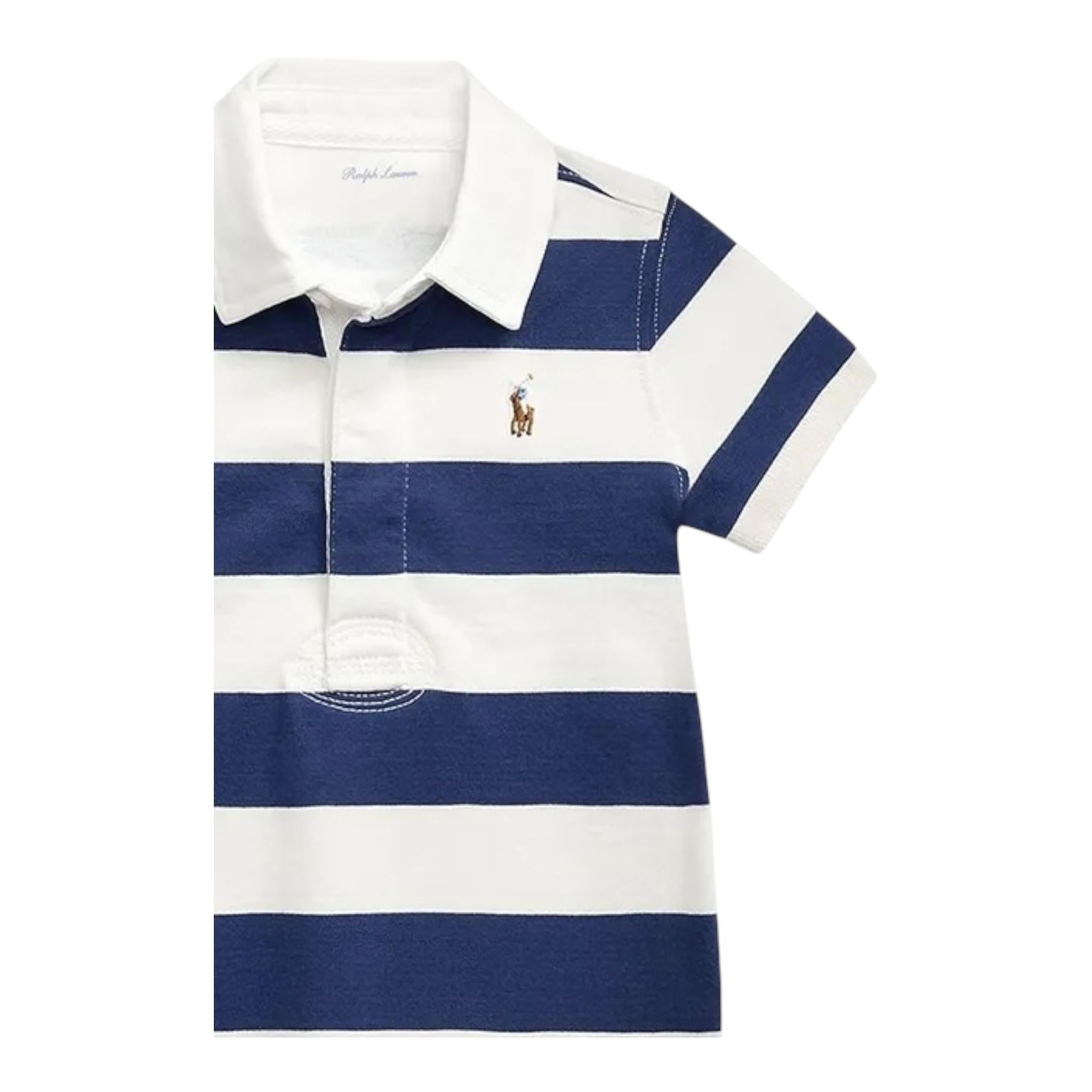 Ralph Lauren Pagliaccetto Bicolore con Fantasia A Righe per Neonato 320735012025 BIANCO/BLU RALPH LAUREN 