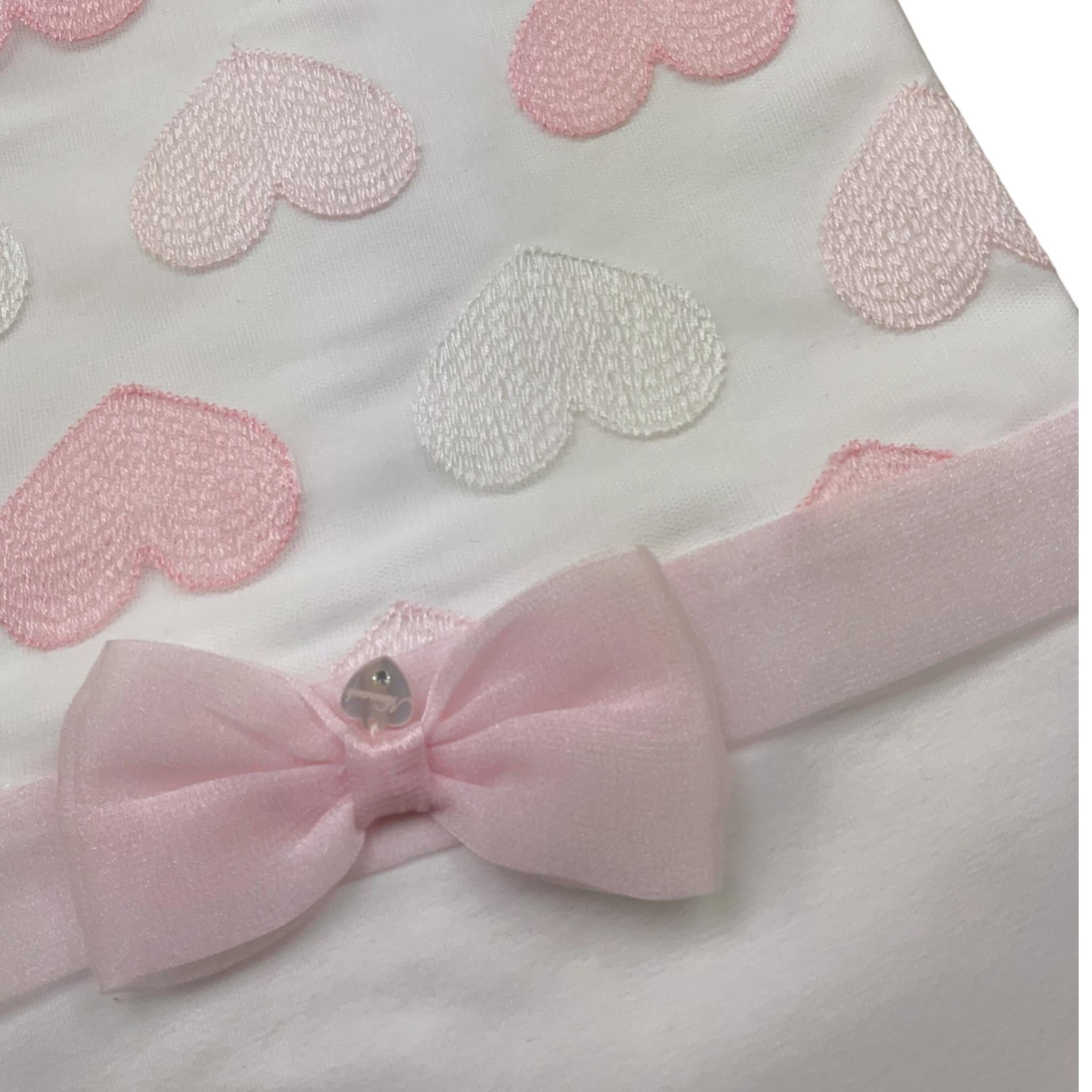 Ninnaoh Coperta Tinta Unita con Fantasia Cuori per Neonata E21COP14 BIANCO NINNAOH 