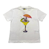Msgm – Einfarbiges T-Shirt mit Rundhalsausschnitt und weißem Katzendruck für Mädchen