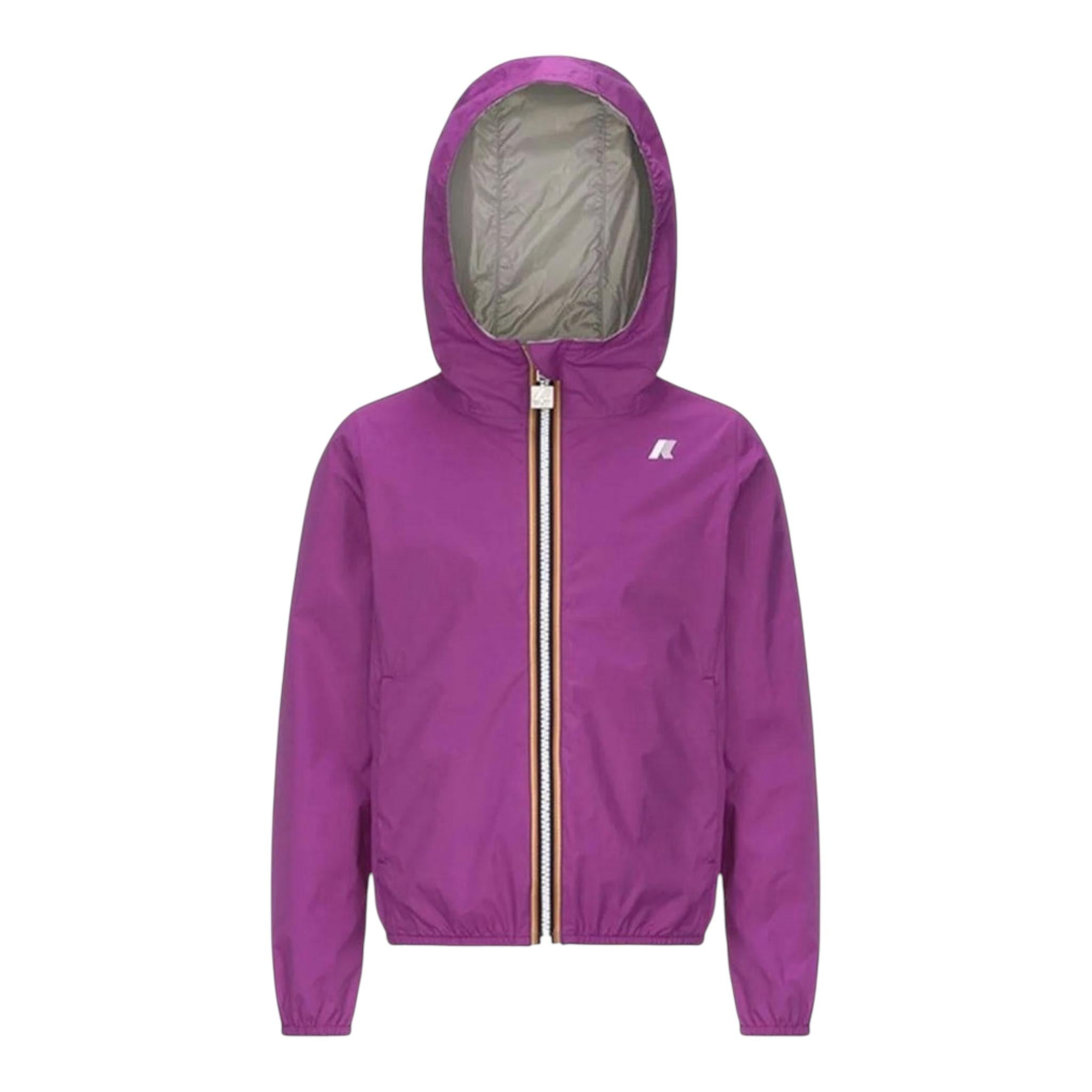 K-Way Giubbino Reversibile con Zip E Cappuccio per Bambina K61313W VIOLA/GRIGIO K-WAY 