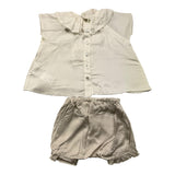 Caffe' D'Orzo Komplettes Shirt-Shorts Zweifarbig Weiß Für Neugeborene