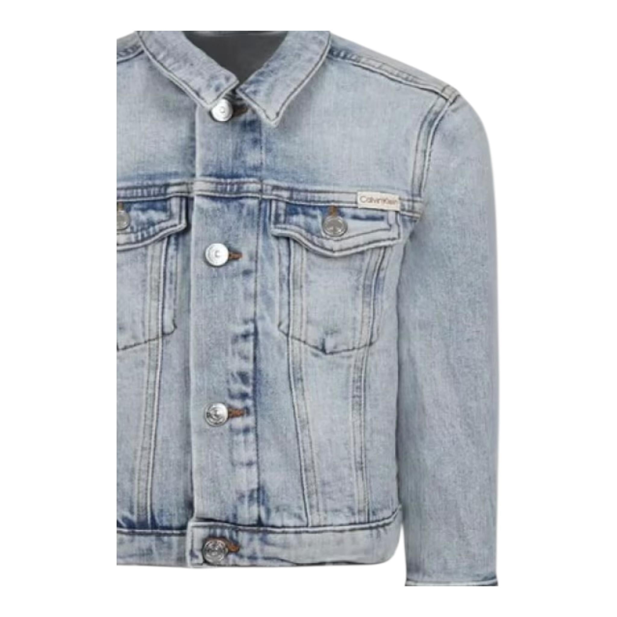 Calvin Klein Giubbino In Denim Tinta Unita con Bottoni per Bambina IB0IB02308 AZZURRO CALVIN KLEIN 