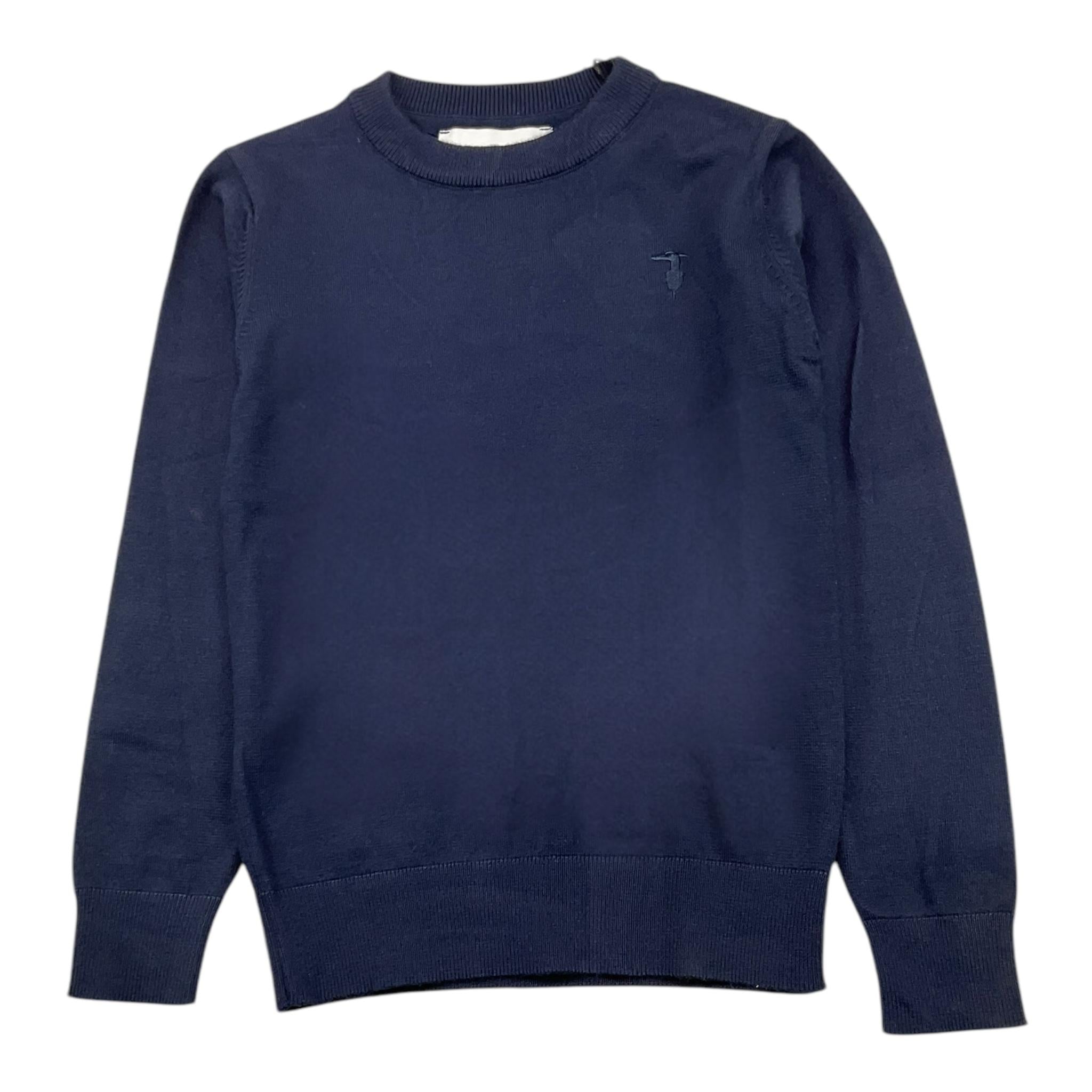 TRUSSARDI maglia girocollo tinta unita con logo Blu per Bambino TBA25011MA BLU TRUSSARDI 