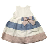 Barcellino Einfarbiges Ärmelloses Kleid Mit Kontrastbändern Weiß Für Baby Mädchen