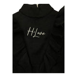 HATE LOVE maglia tinta unita collo alto con rouches Nero per Bambina OJSW00338 NERO HATE LOVE 