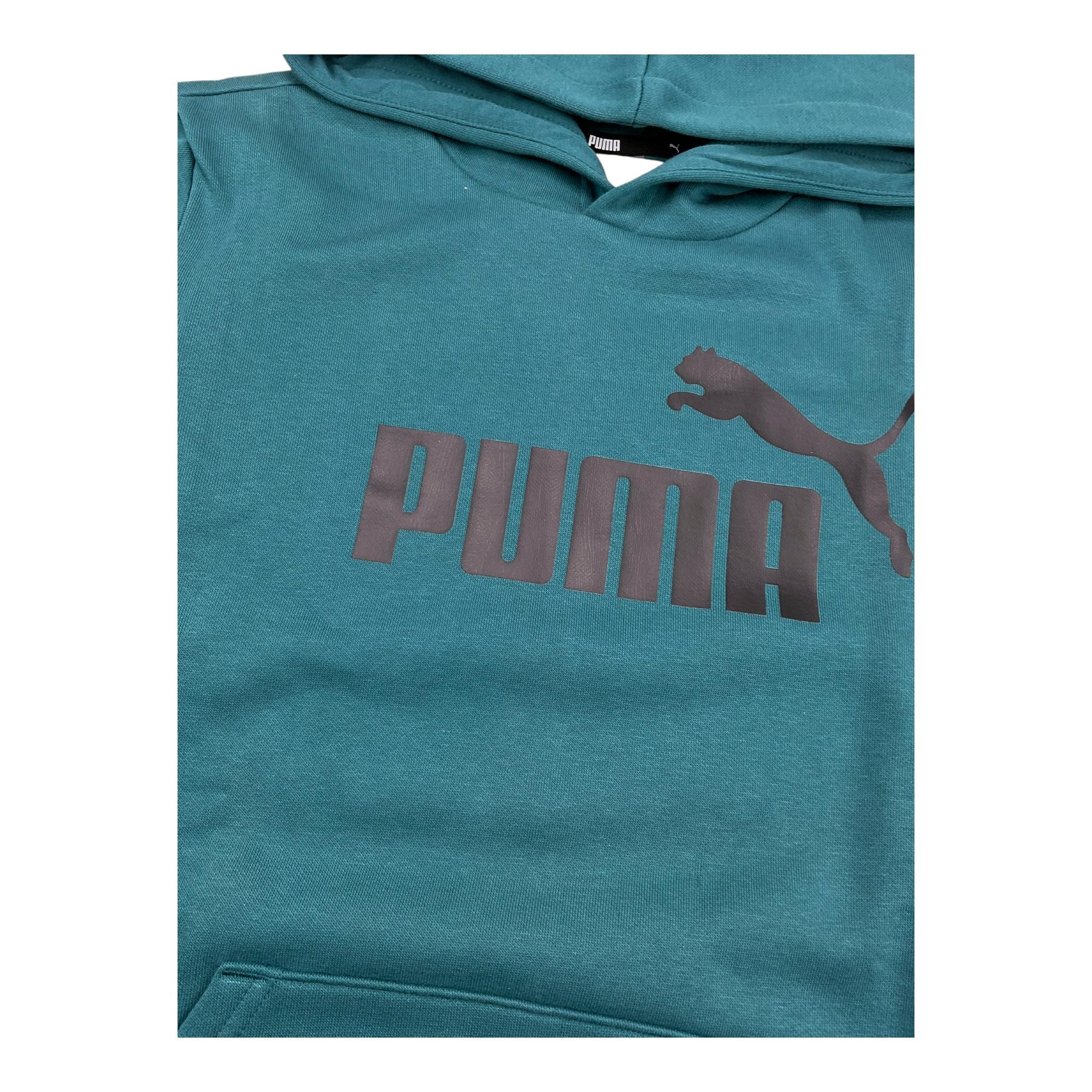 PUMA felpa tinta unita con cappuccio e stampa logo Verde per Bambino 586965 VERDE PUMA 